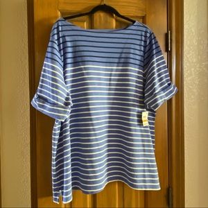 Karen Scott Regatta Blue Striped Women’s 3X Shirt